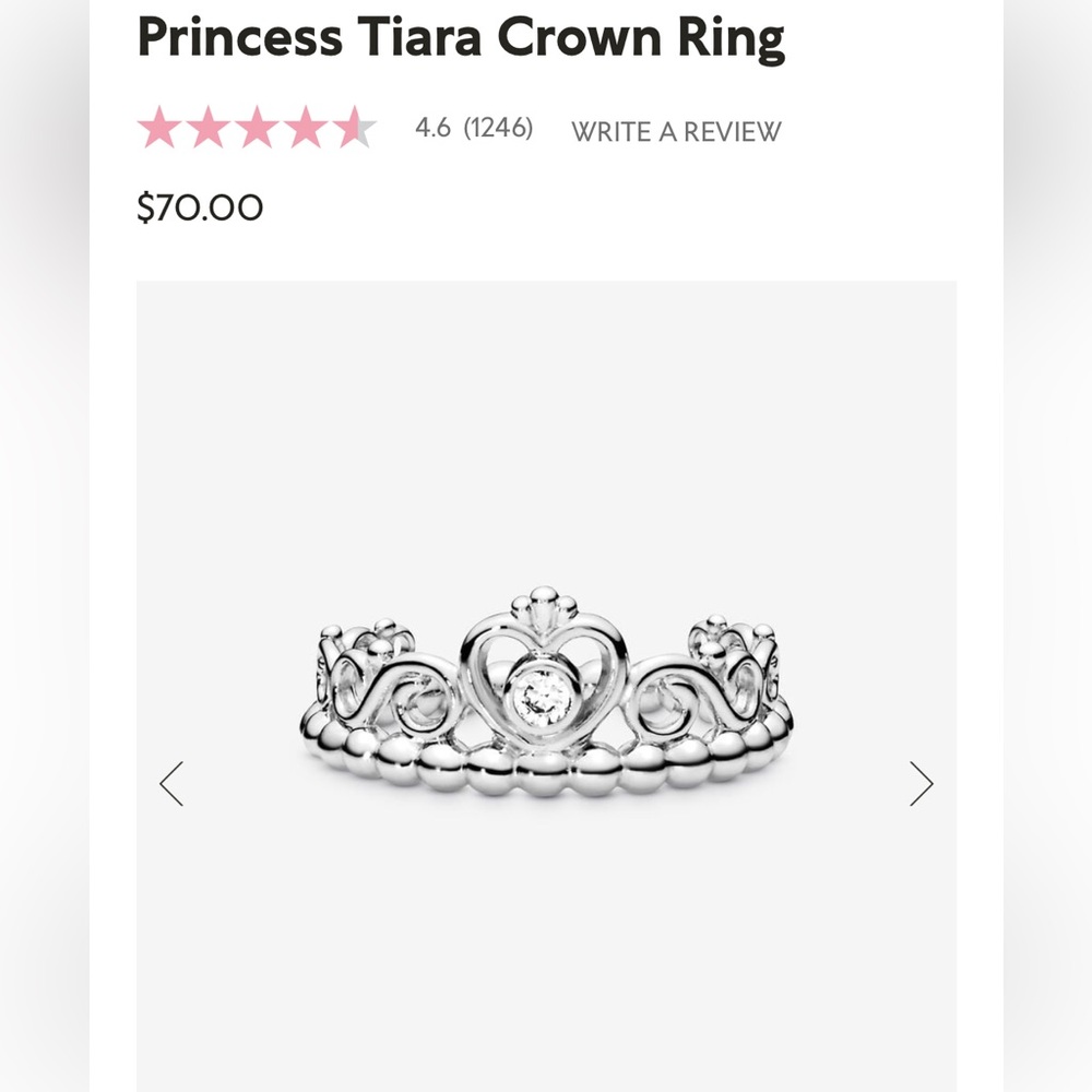 pandora princess tiara ring size 7